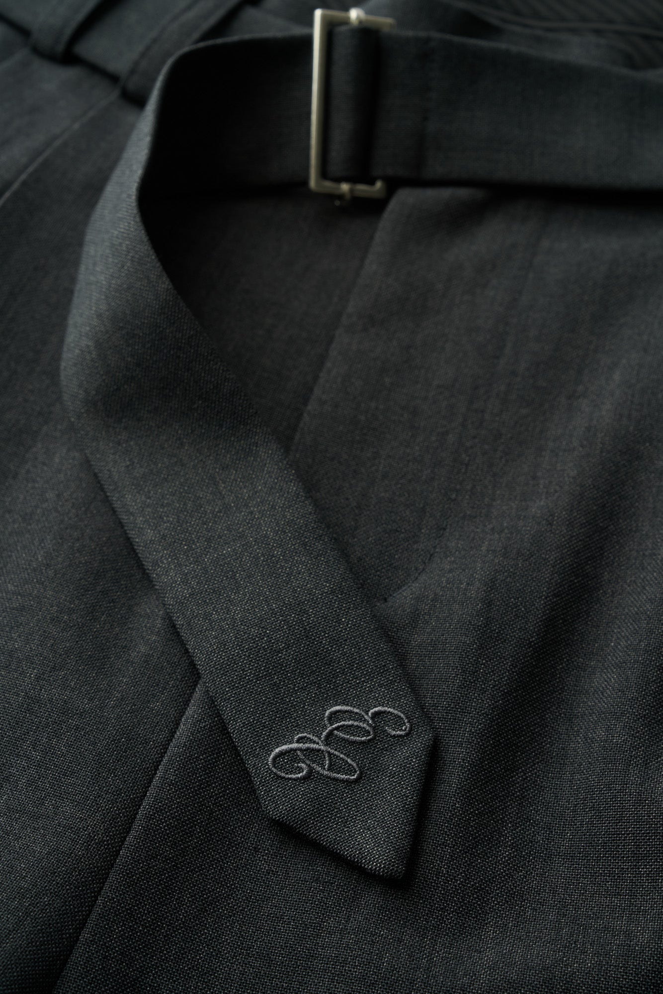 Twin Pleat Wool Trouser - Charcoal