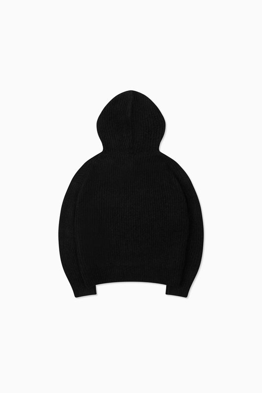 Mohair Knit Hood - Black