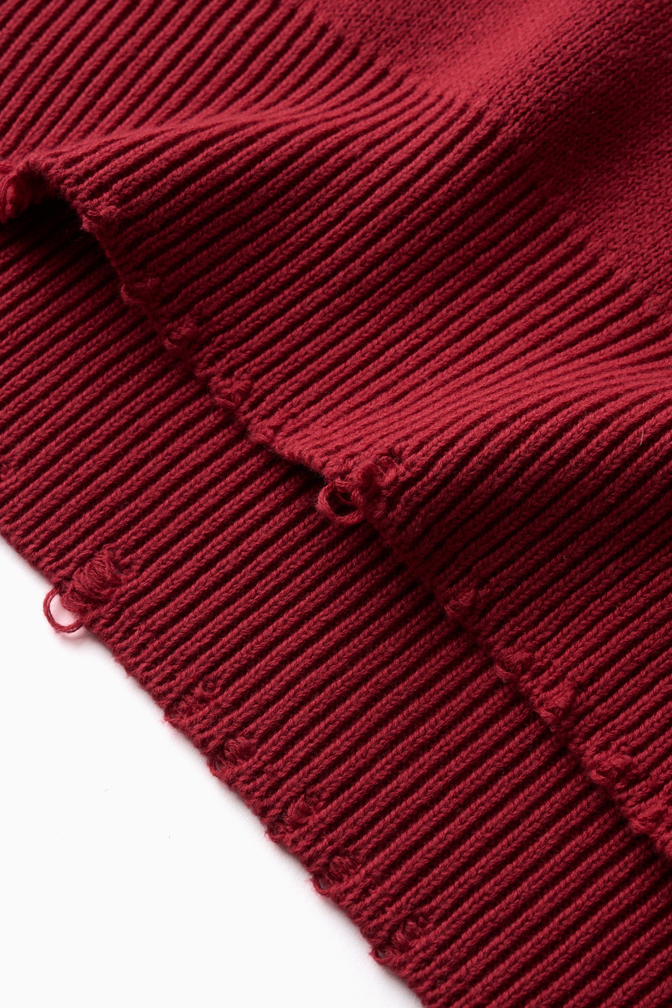 Distressed Hem Knit - Red