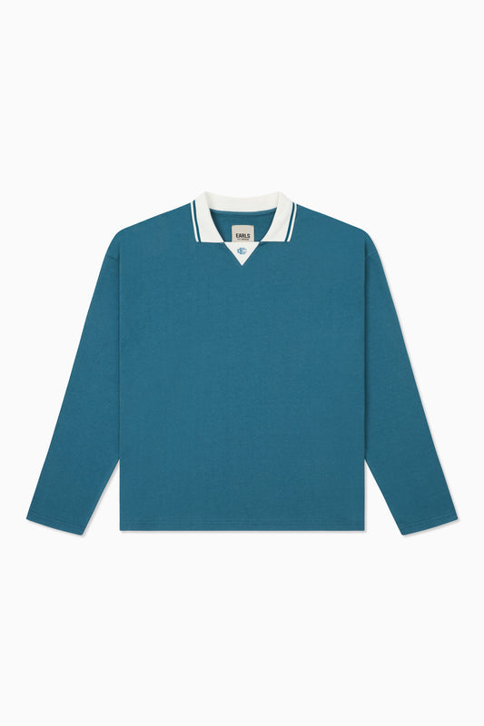 L/S Sports Polo - Blue/Pristine