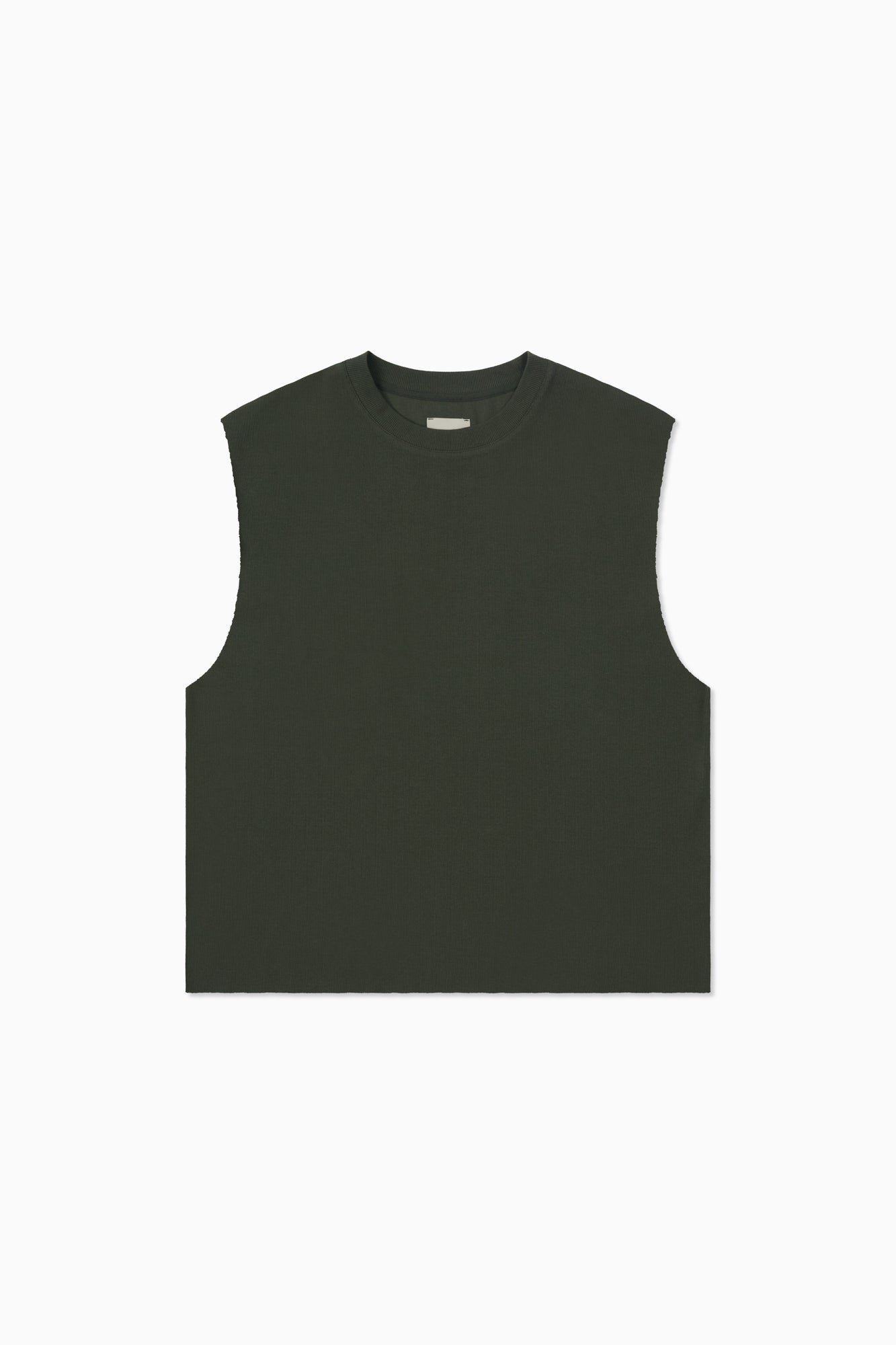Distressed Rib Tank - Khaki