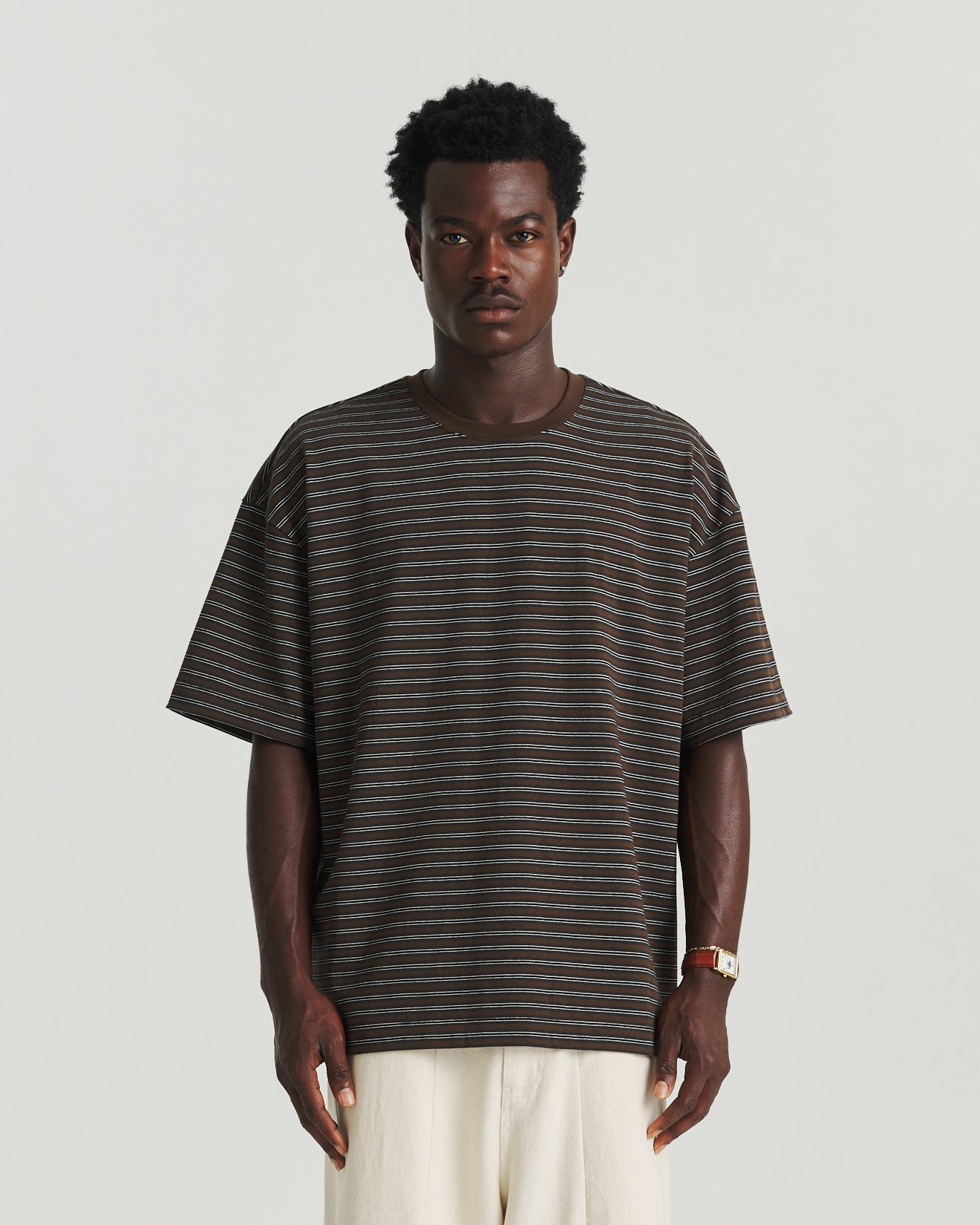 Stripe Block Tee - Brown