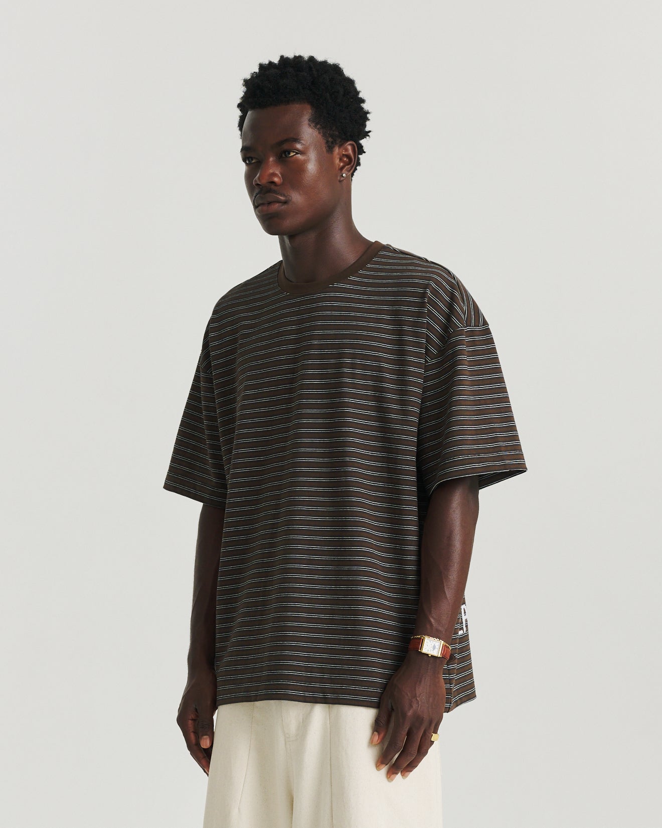 Stripe Block Tee - Brown