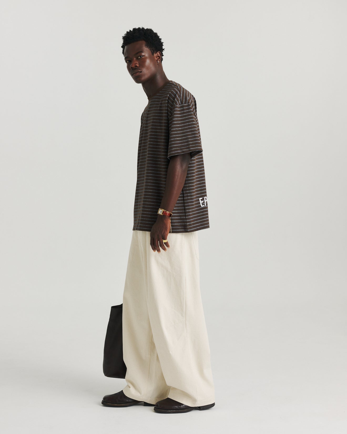 Stripe Block Tee - Brown