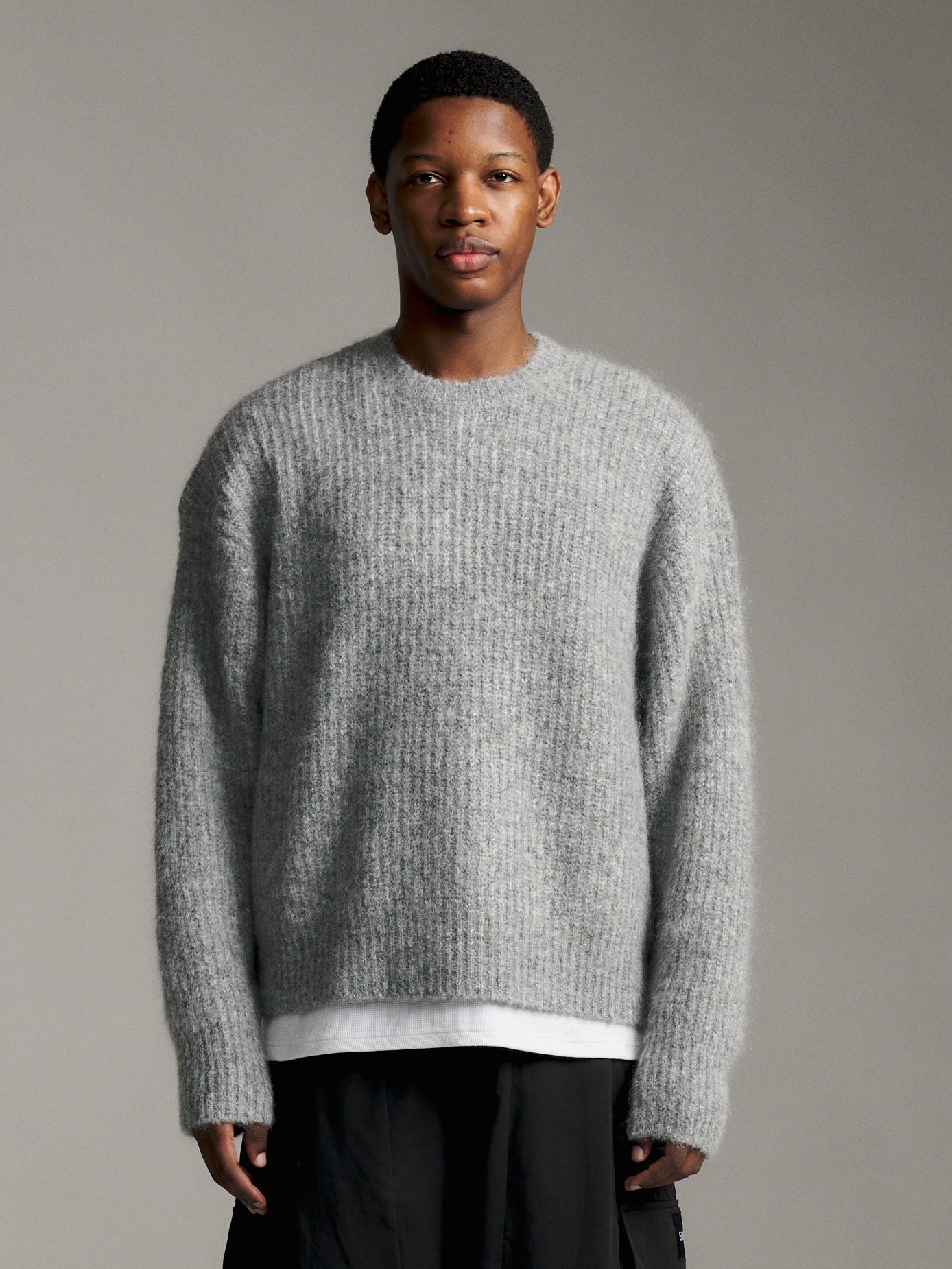 Solid Mohair Knit - Grey Marle