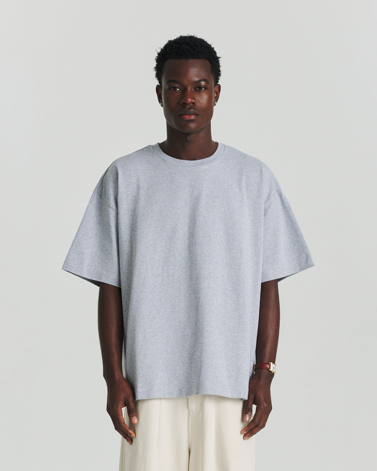 Felt Tee - Grey Marle/Red