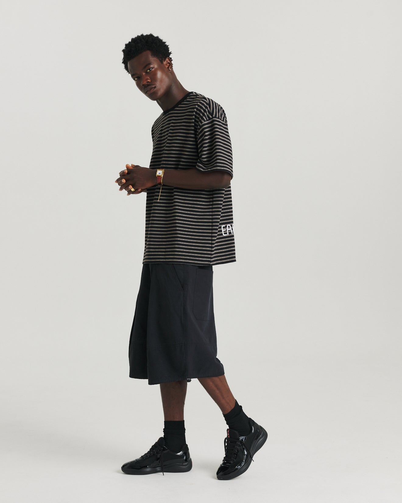 Stripe Block Tee - Black