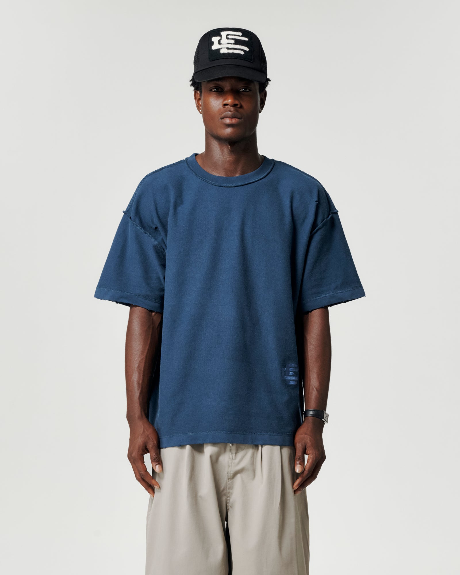 Organic Cotton Block Tee - Navy