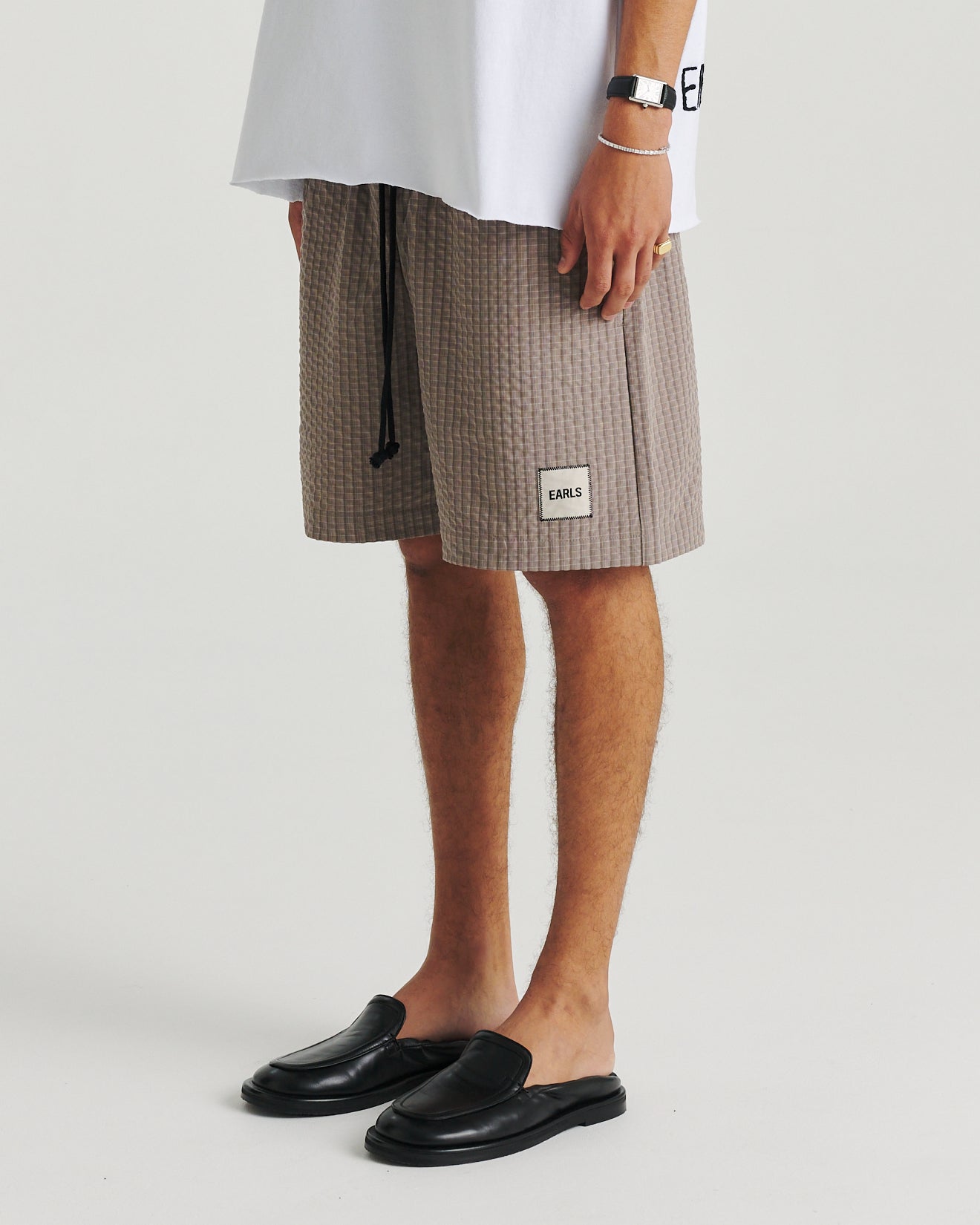 Seersucker Swim Short - Brown
