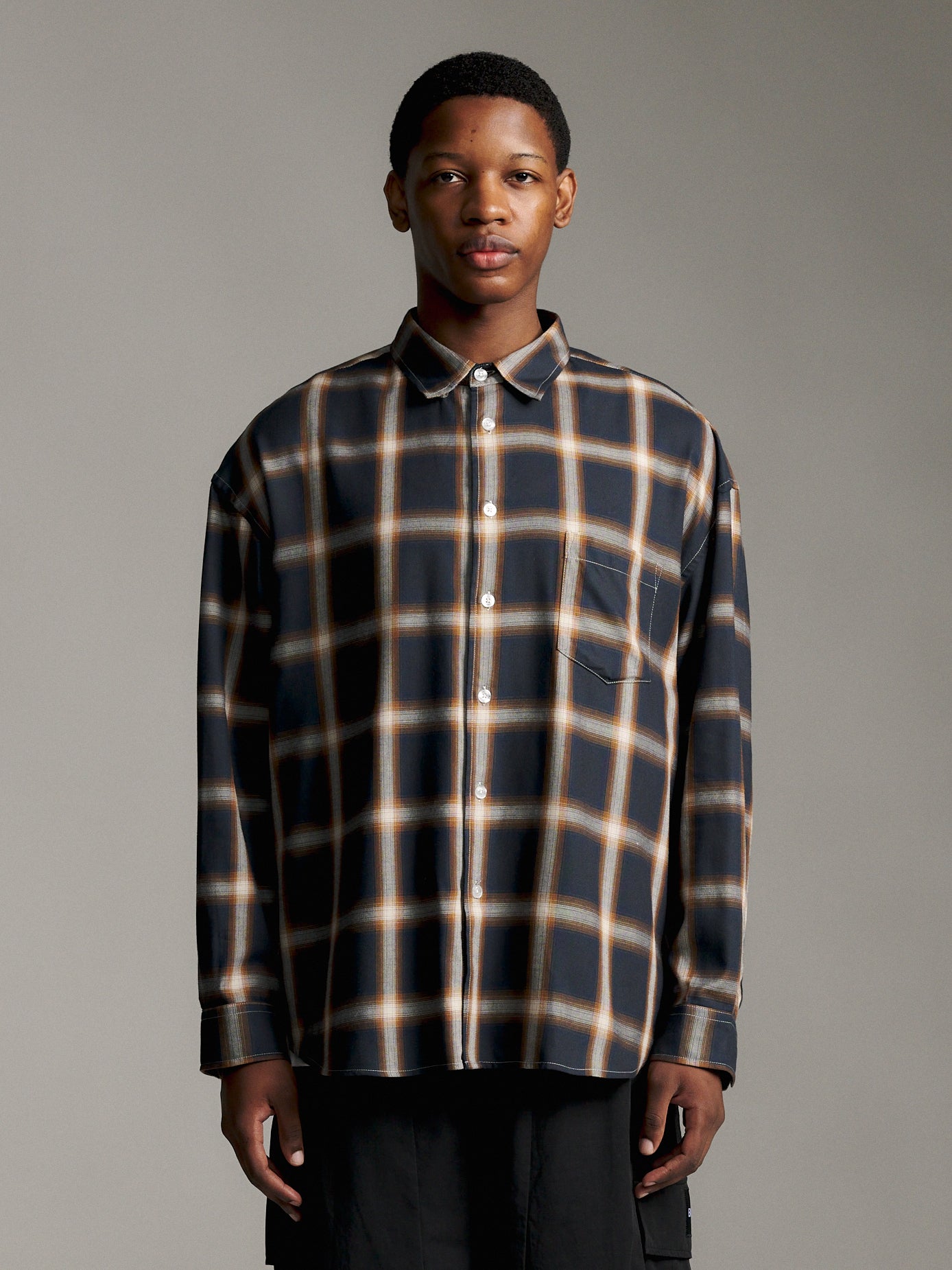Ombre Check Shirt - Navy