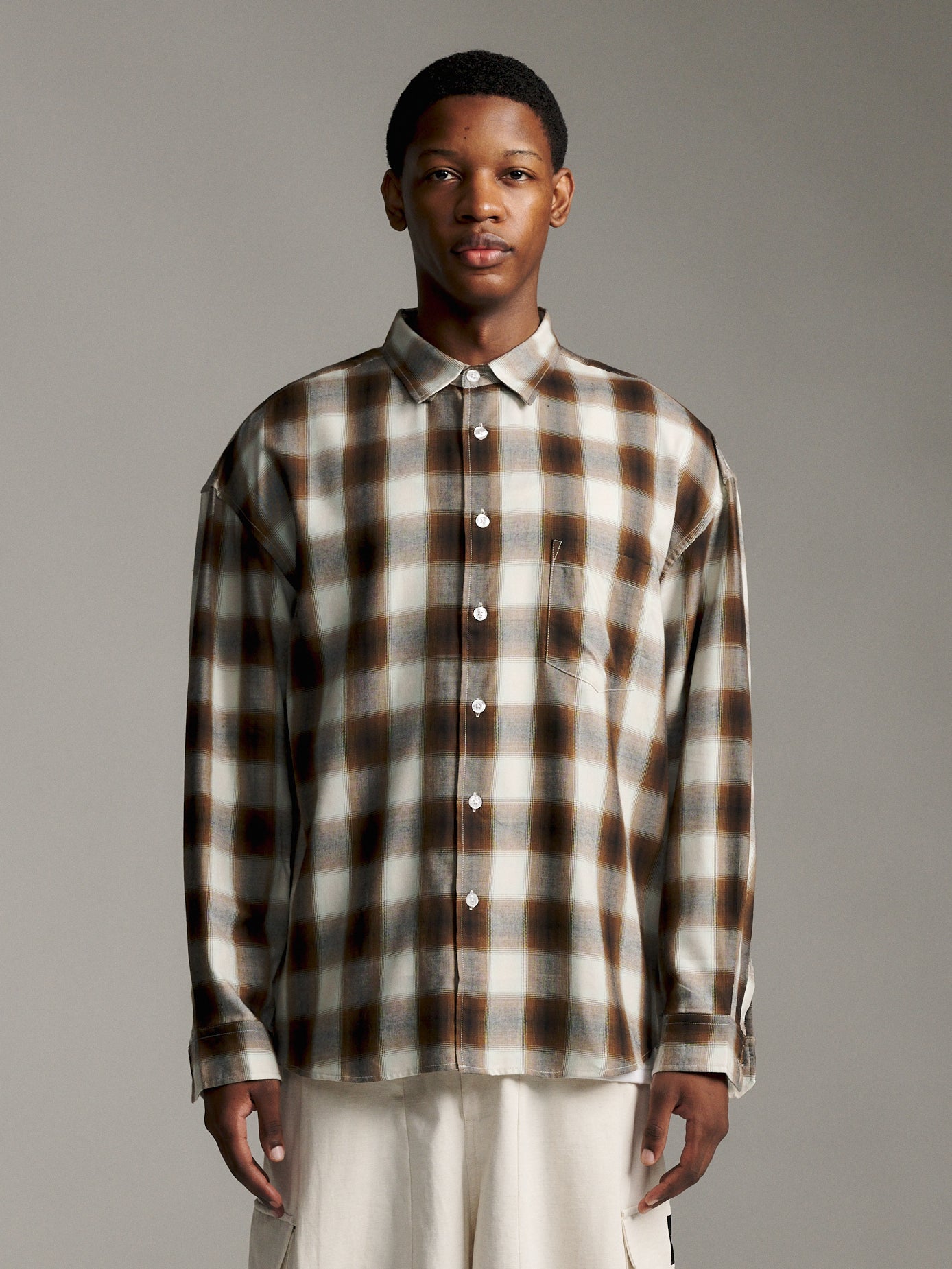 Ombre Check Shirt - Brown/Teal – Earls Collection