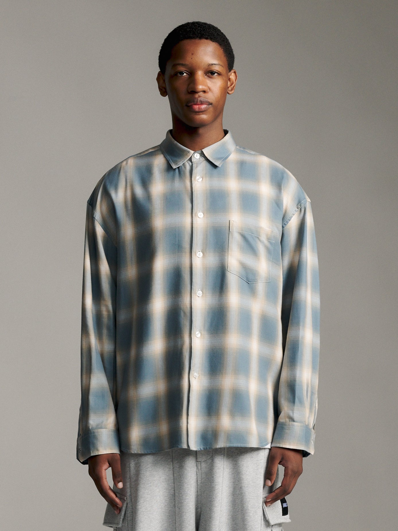 Ombre Check Shirt - Stone Blue – Earls Collection