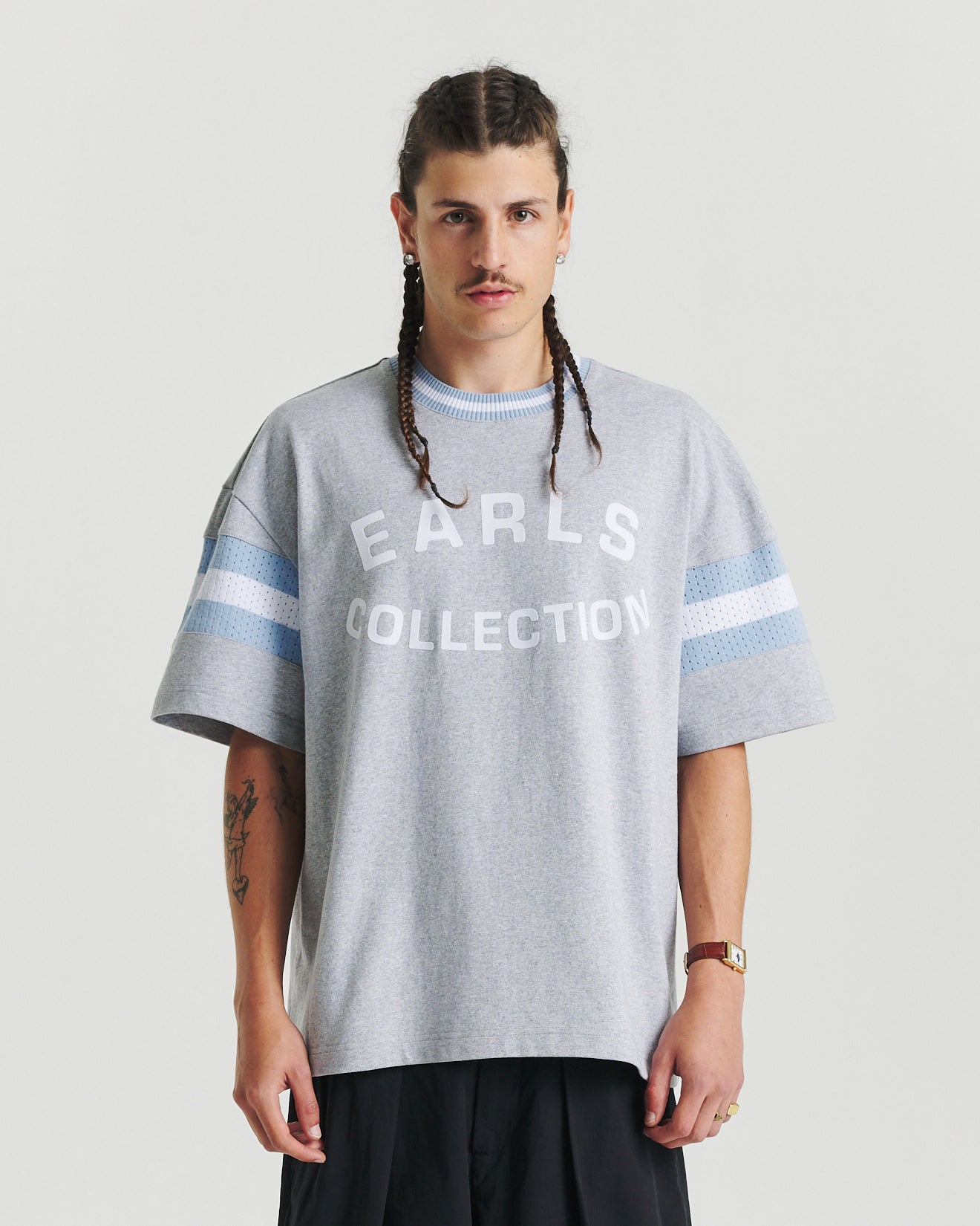 Knit Panel Tee - Grey