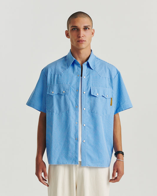 Boxy Western - Blue Check