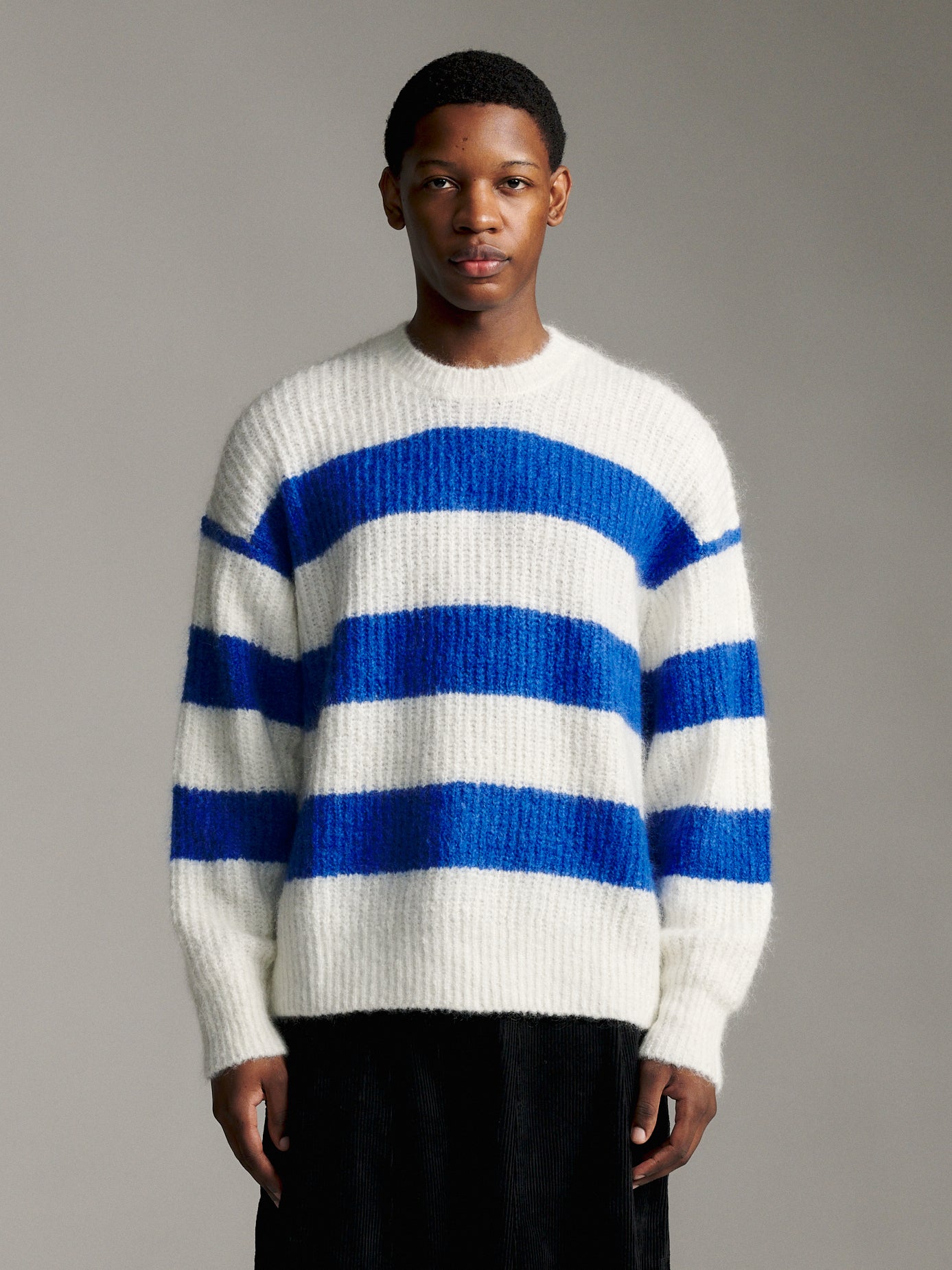 Stripe Mohair Knit - Off White/Blue