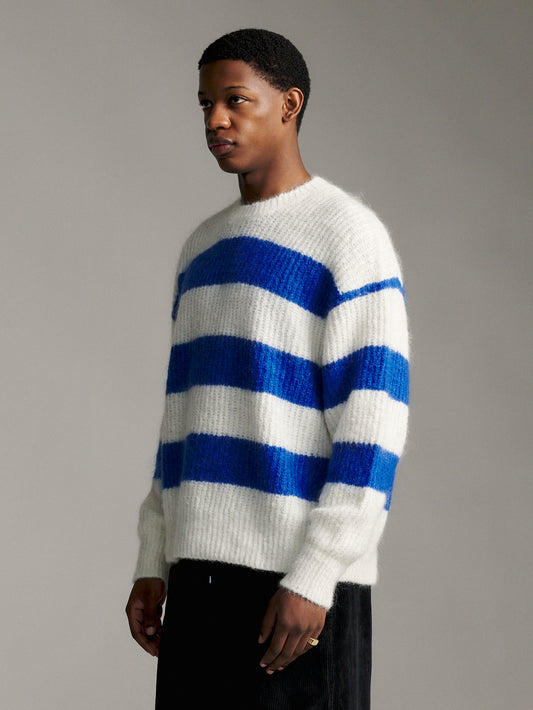 Stripe Mohair Knit - Off White/Blue