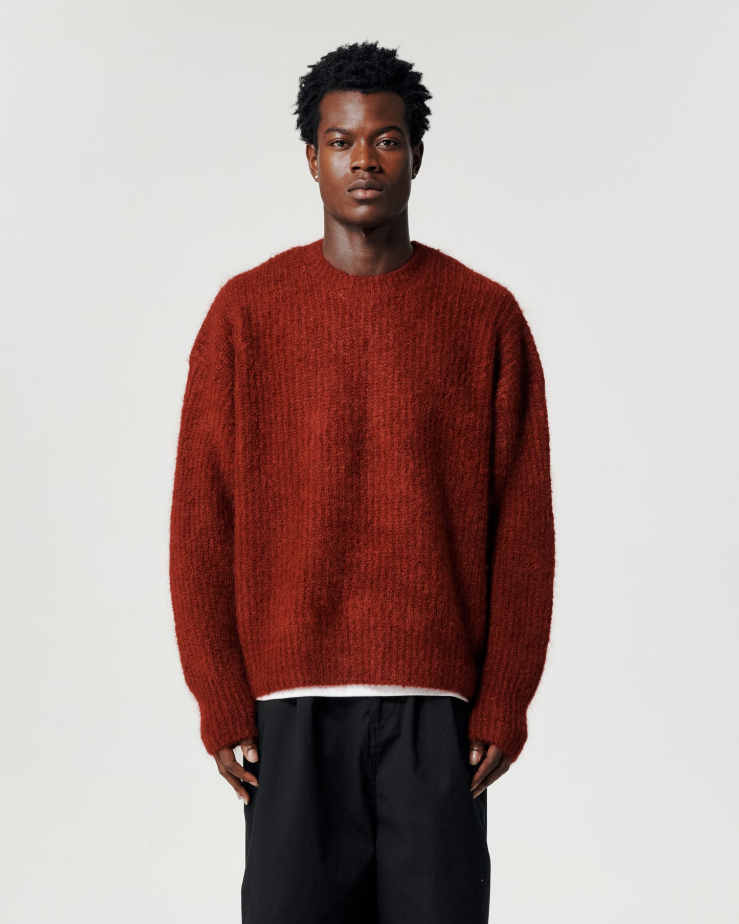Mohair Knit Crew - Burgundy