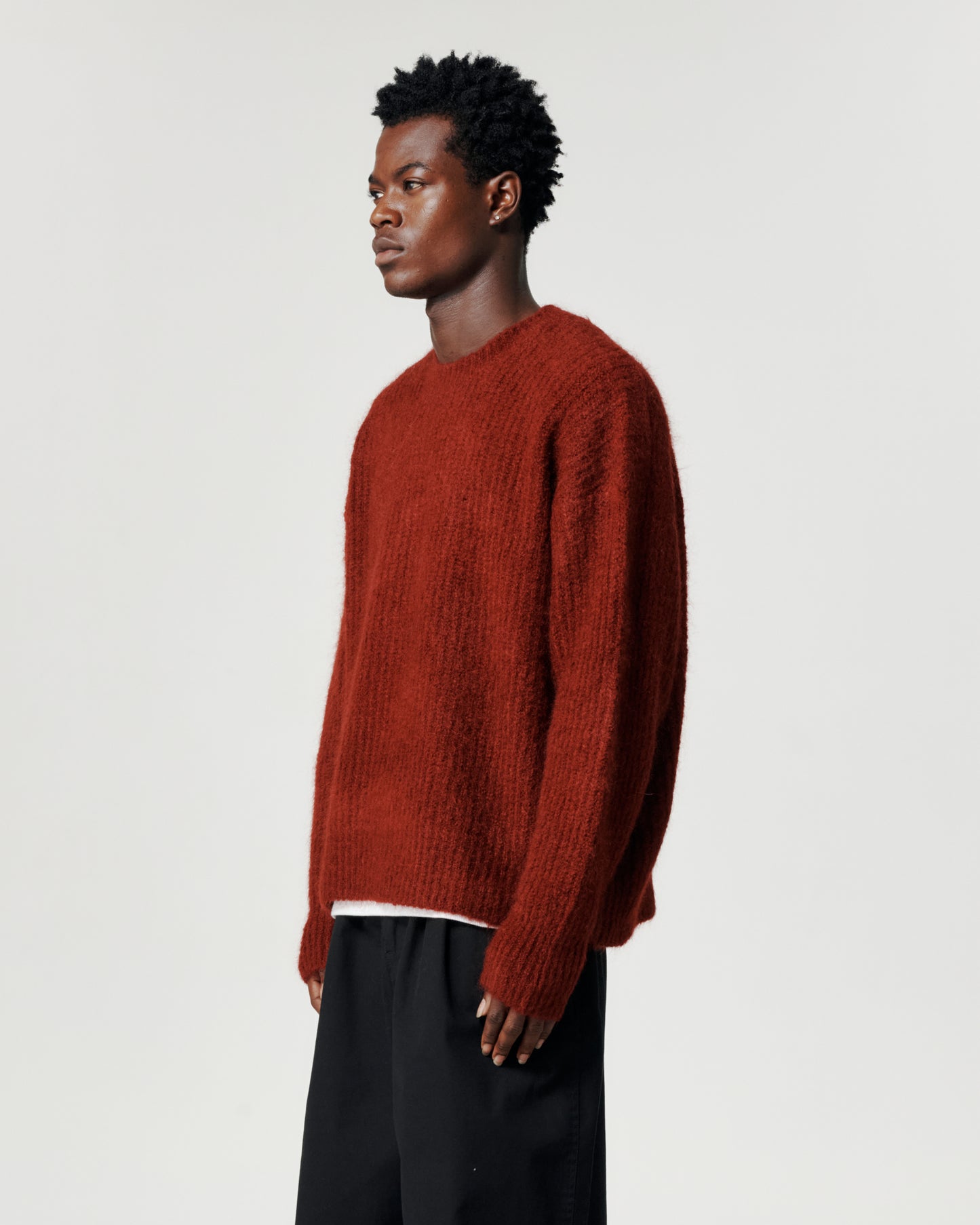 Mohair Knit Crew - Burgundy