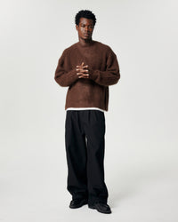 Mohair Knit Crew - Brown