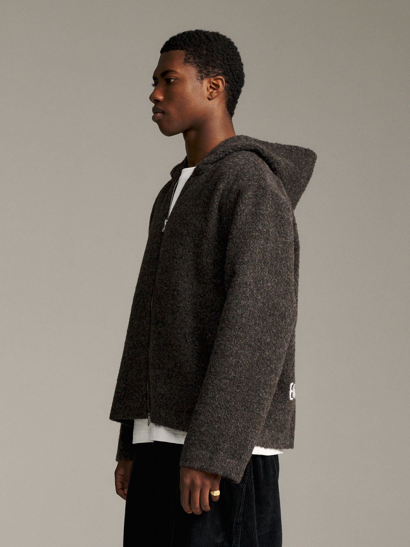 Furry Zip Hood - Brown