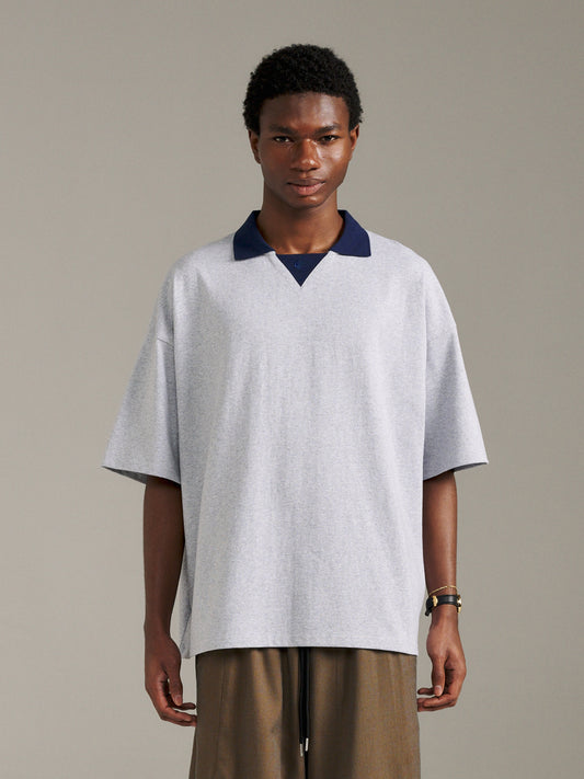 Sports Polo - Grey Marle/Navy
