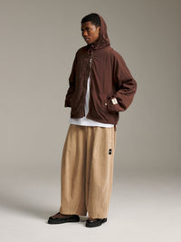 Nylon Zip Hood - Chocolate