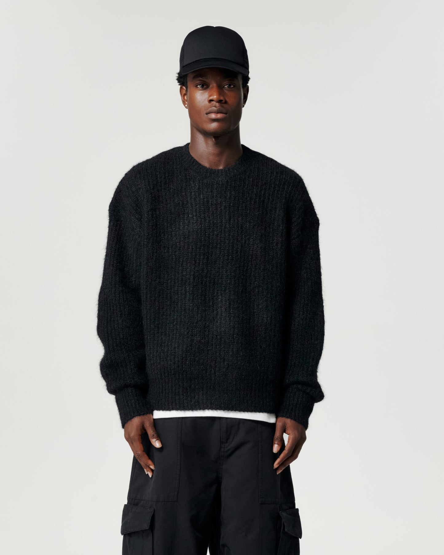 Mohair Knit Crew - Black