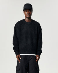 Mohair Knit Crew - Black