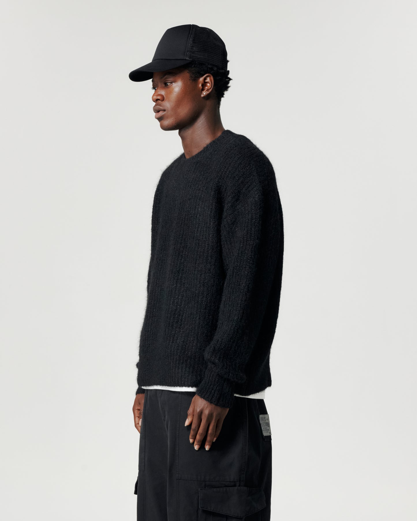 Mohair Knit Crew - Black