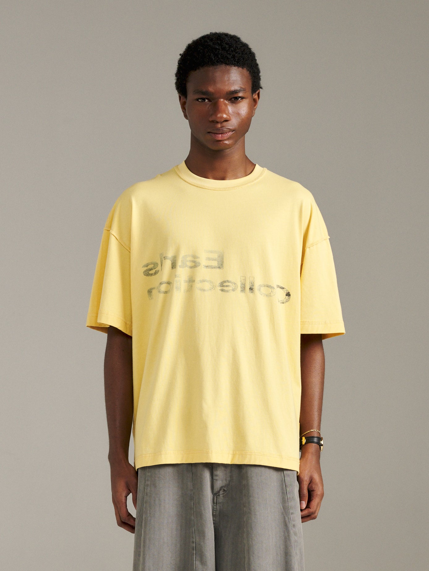 Reverse Logo Tee - Pale Yellow