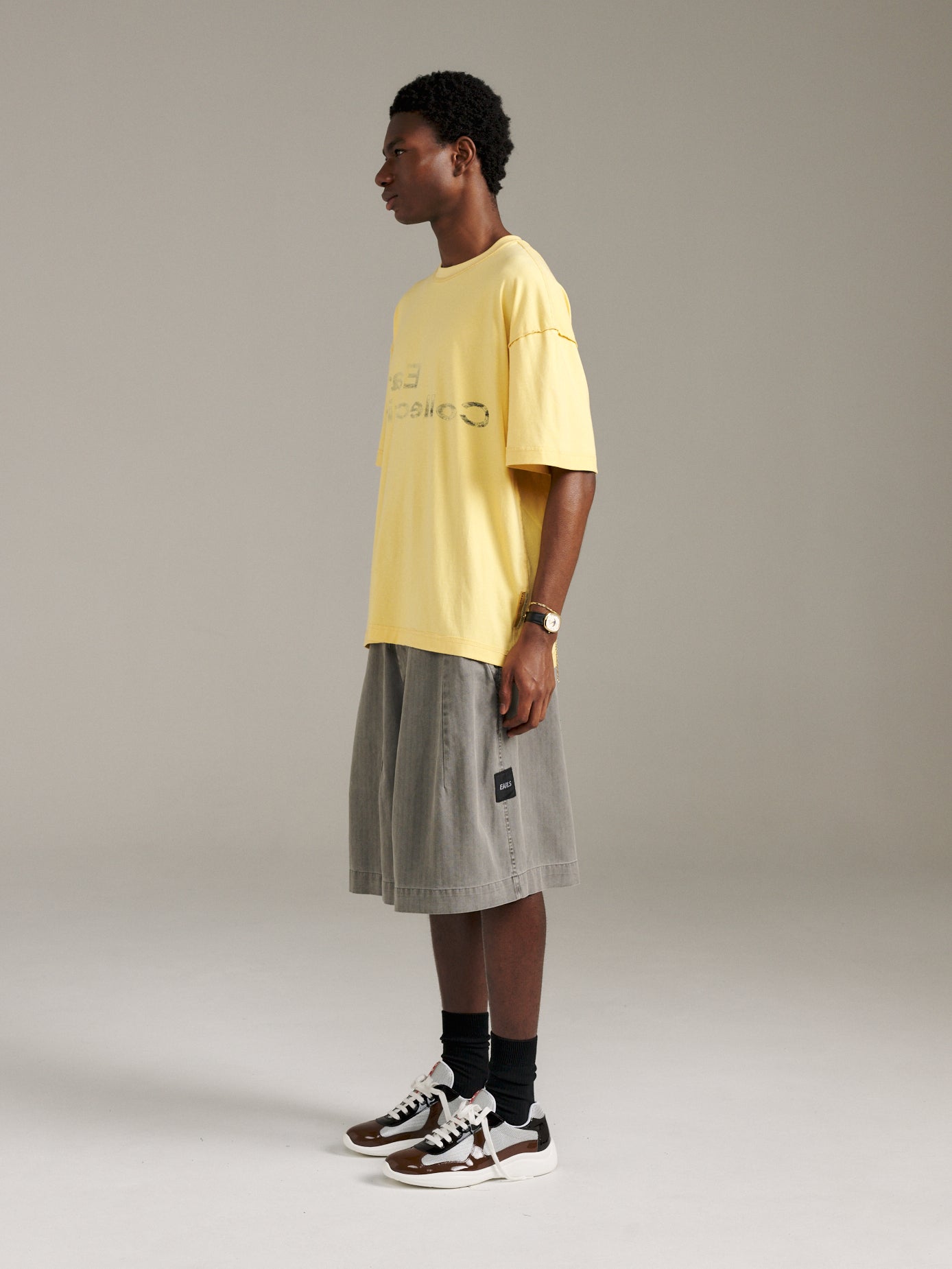 Reverse Logo Tee - Pale Yellow