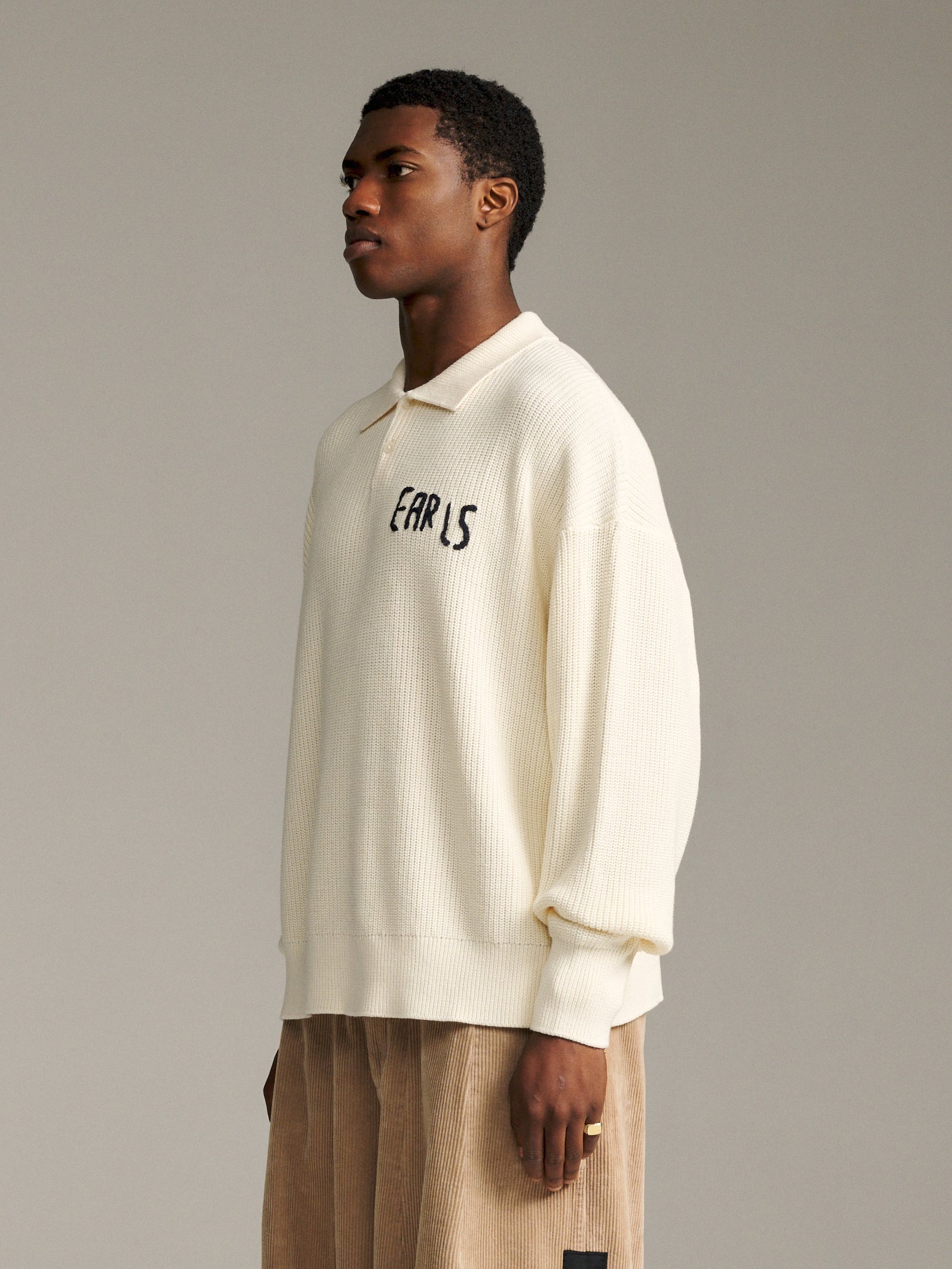 Solid Knit Polo - Cream