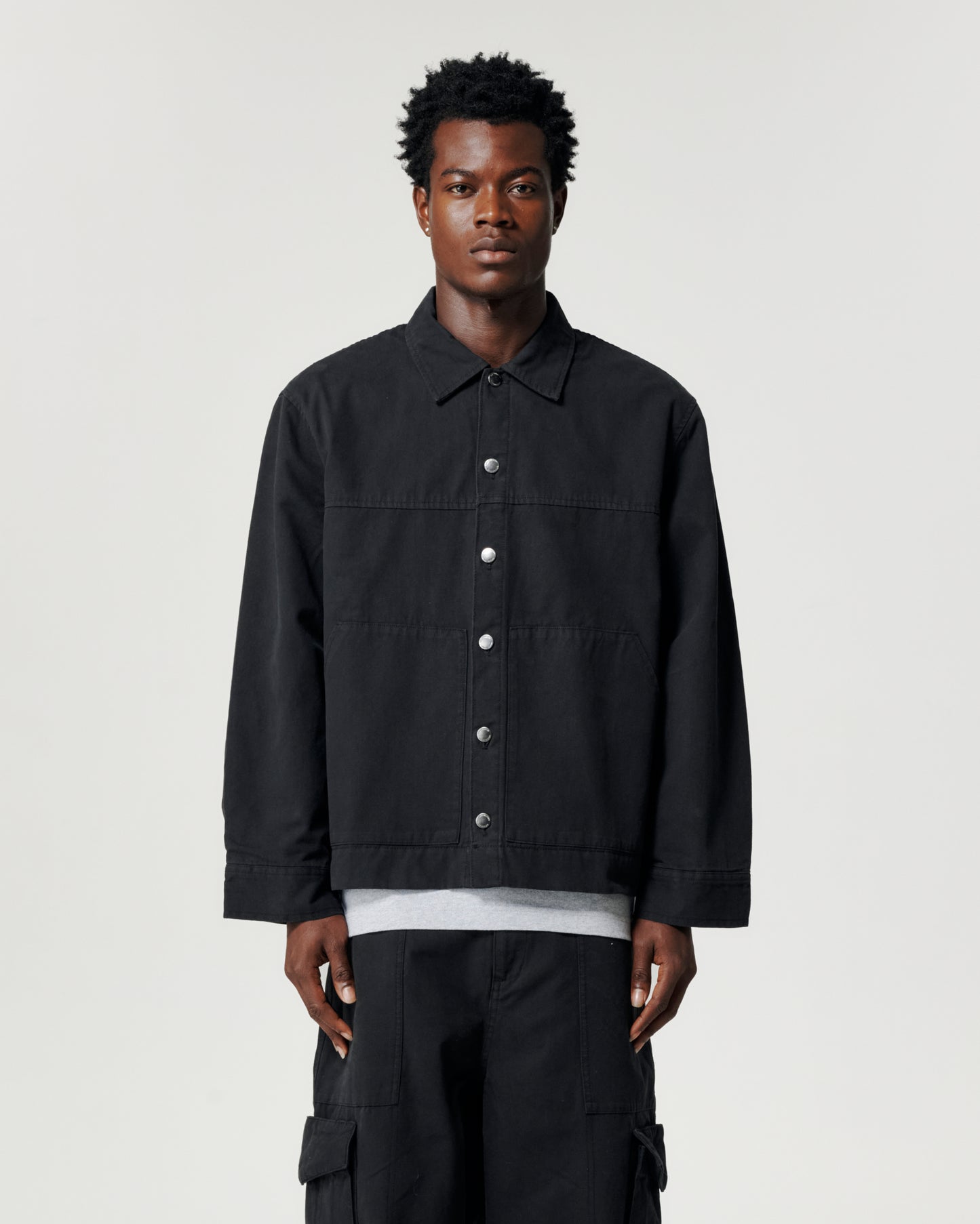 Cropped Work Jacket - Coal