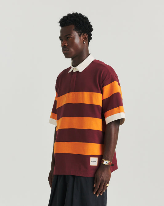 Stripe Rugby - Orange/Wine