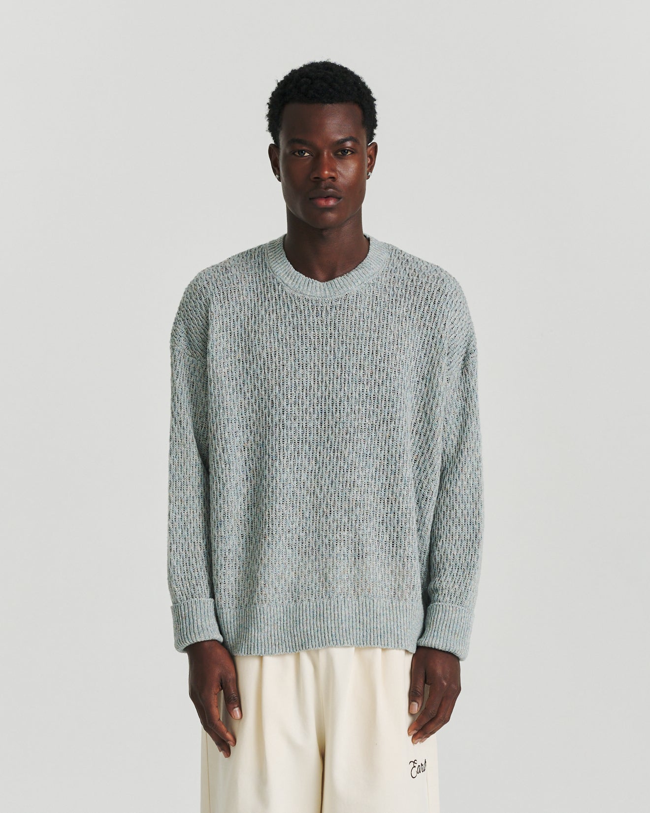 Linen Knit Crew - Blue