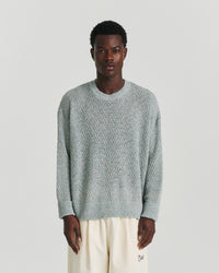 Linen Knit Crew - Blue