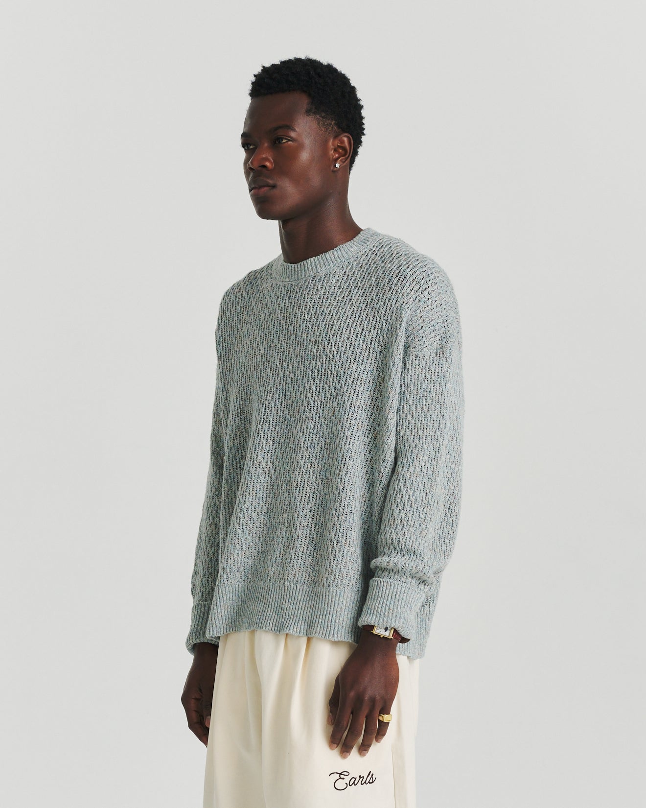 Linen Knit Crew - Blue