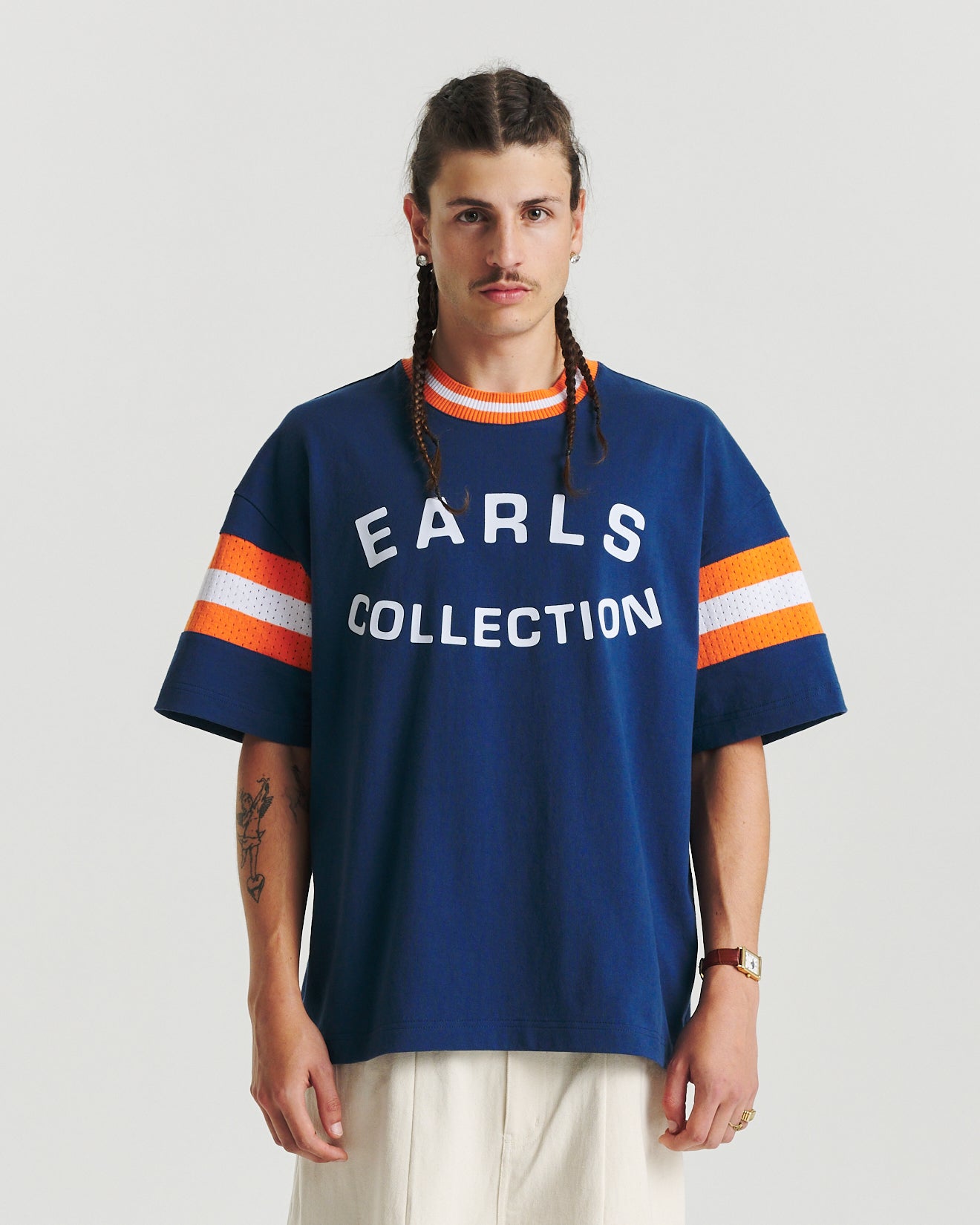 Knit Panel Tee - Blue