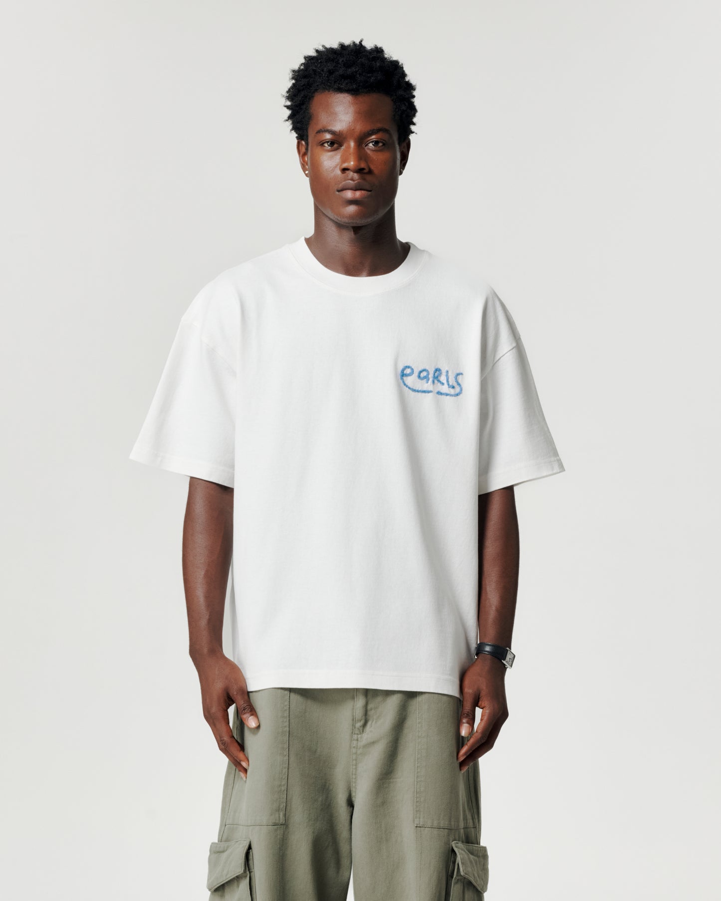 Thick Stitch Block Tee - White/Ice