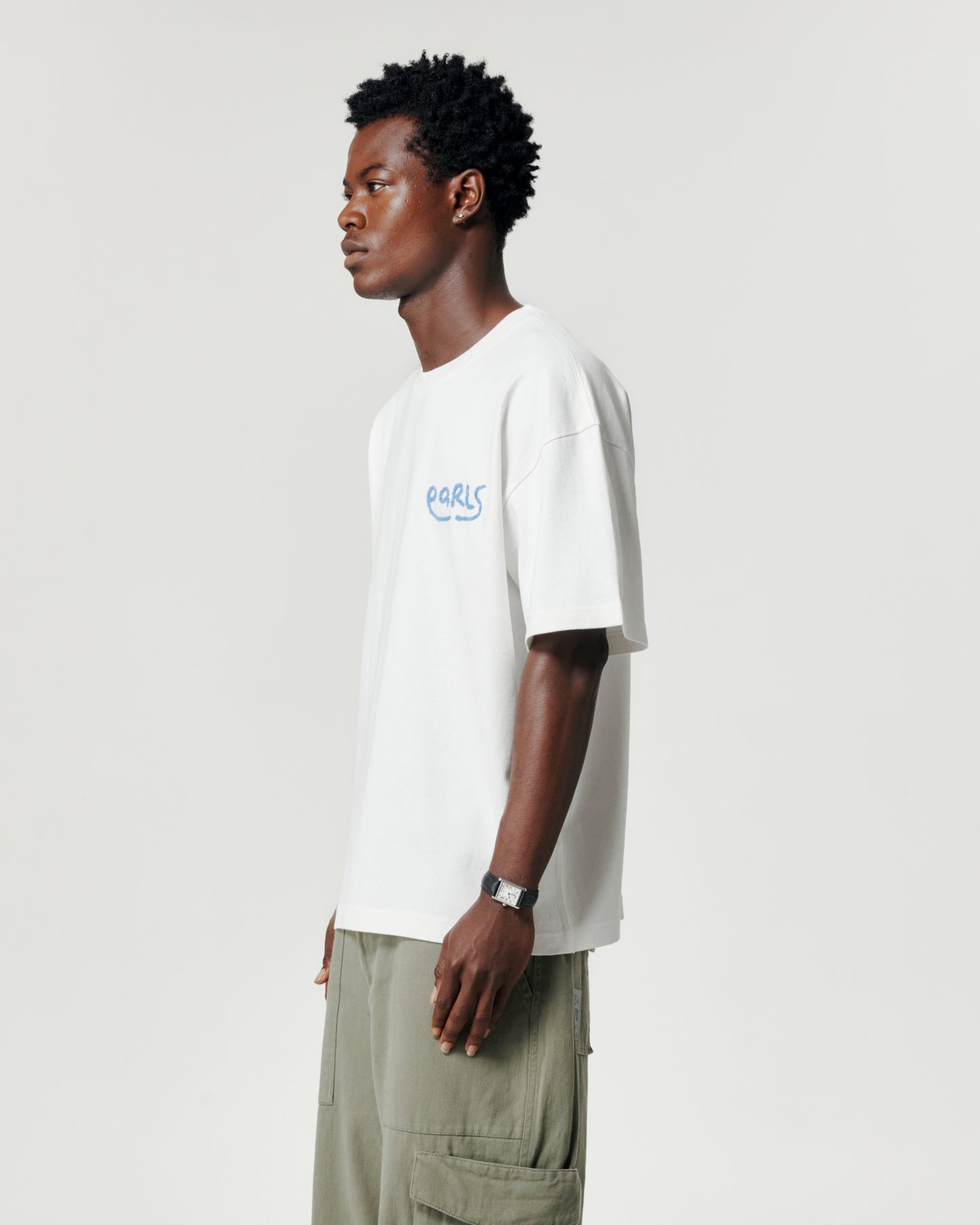Thick Stitch Block Tee - White/Ice