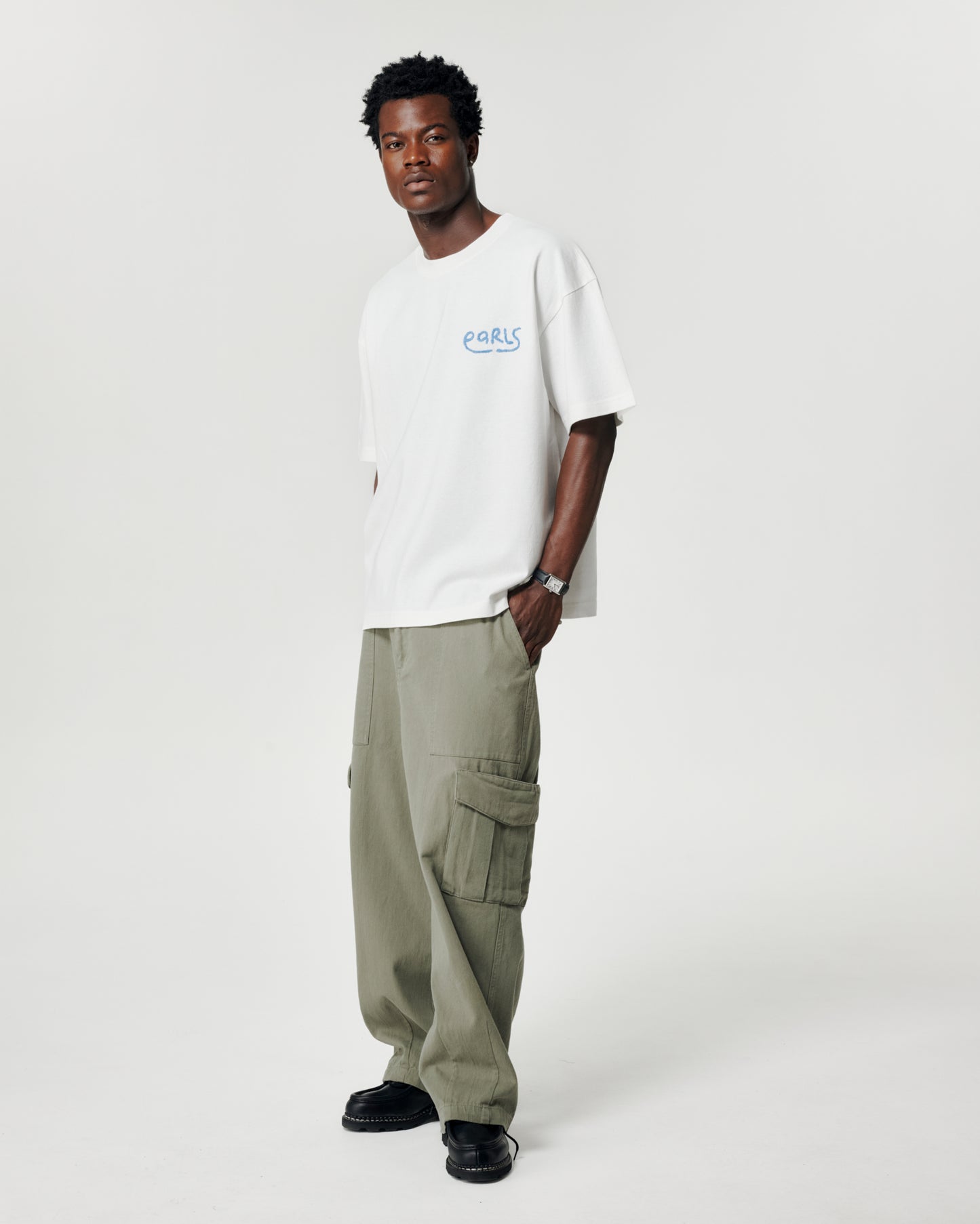 Thick Stitch Block Tee - White/Ice