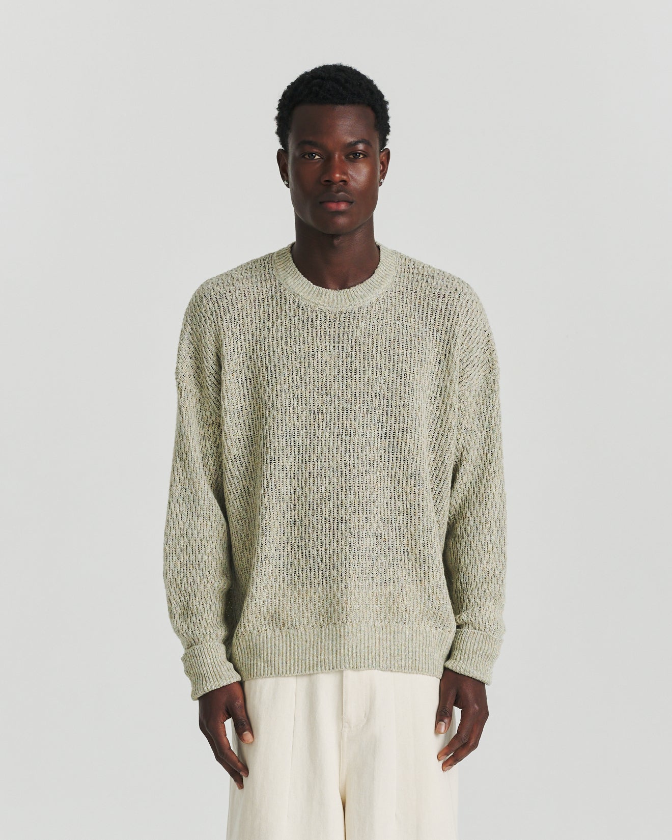 Linen Knit Crew - Green