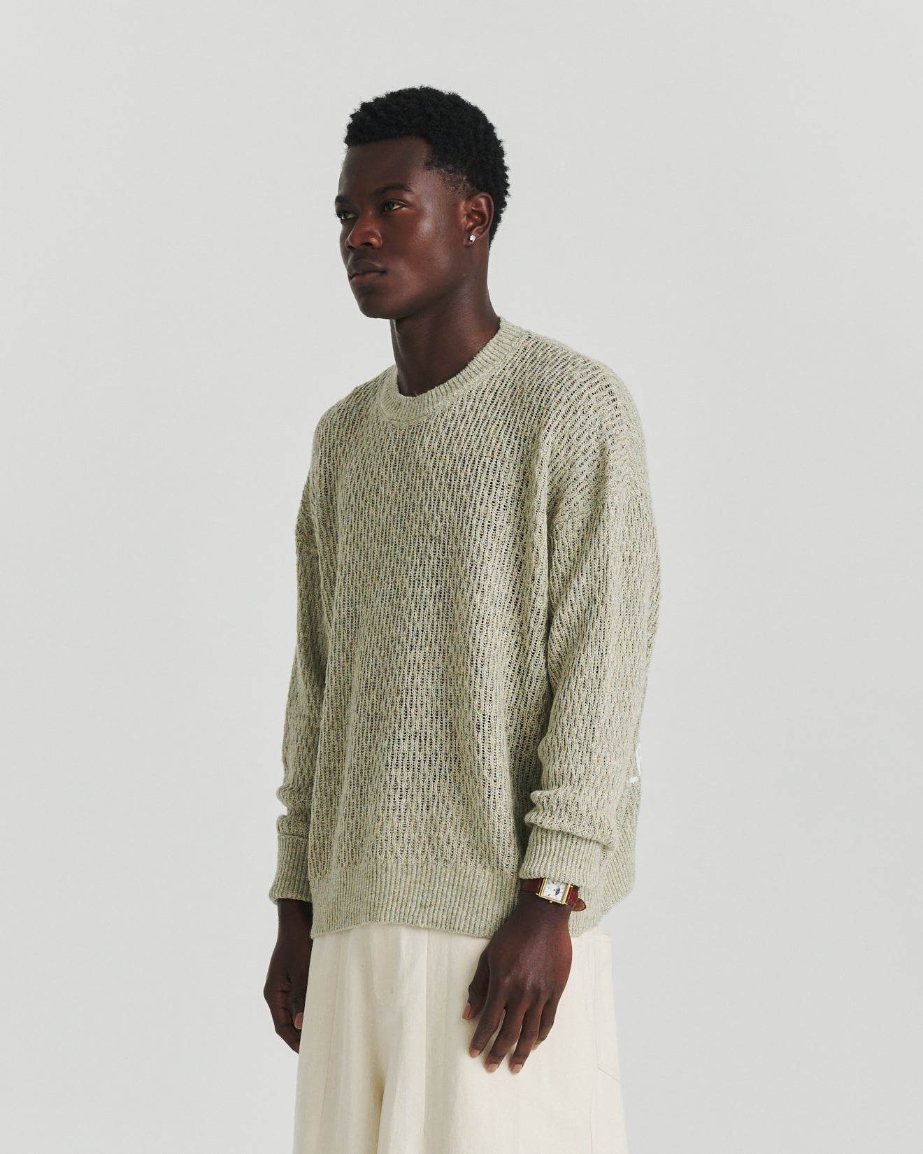 Linen Knit Crew - Green