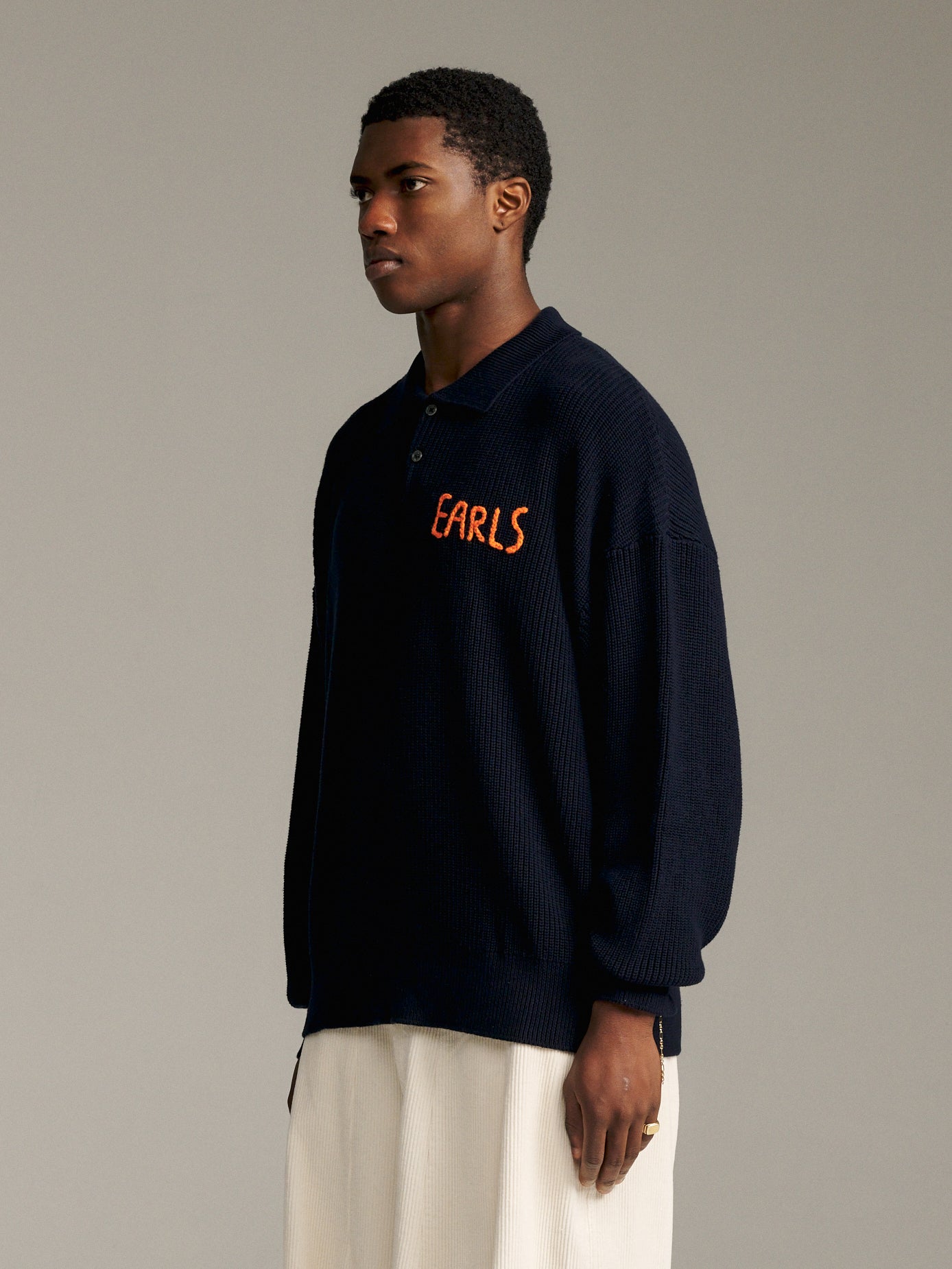Solid Knit Polo - Navy