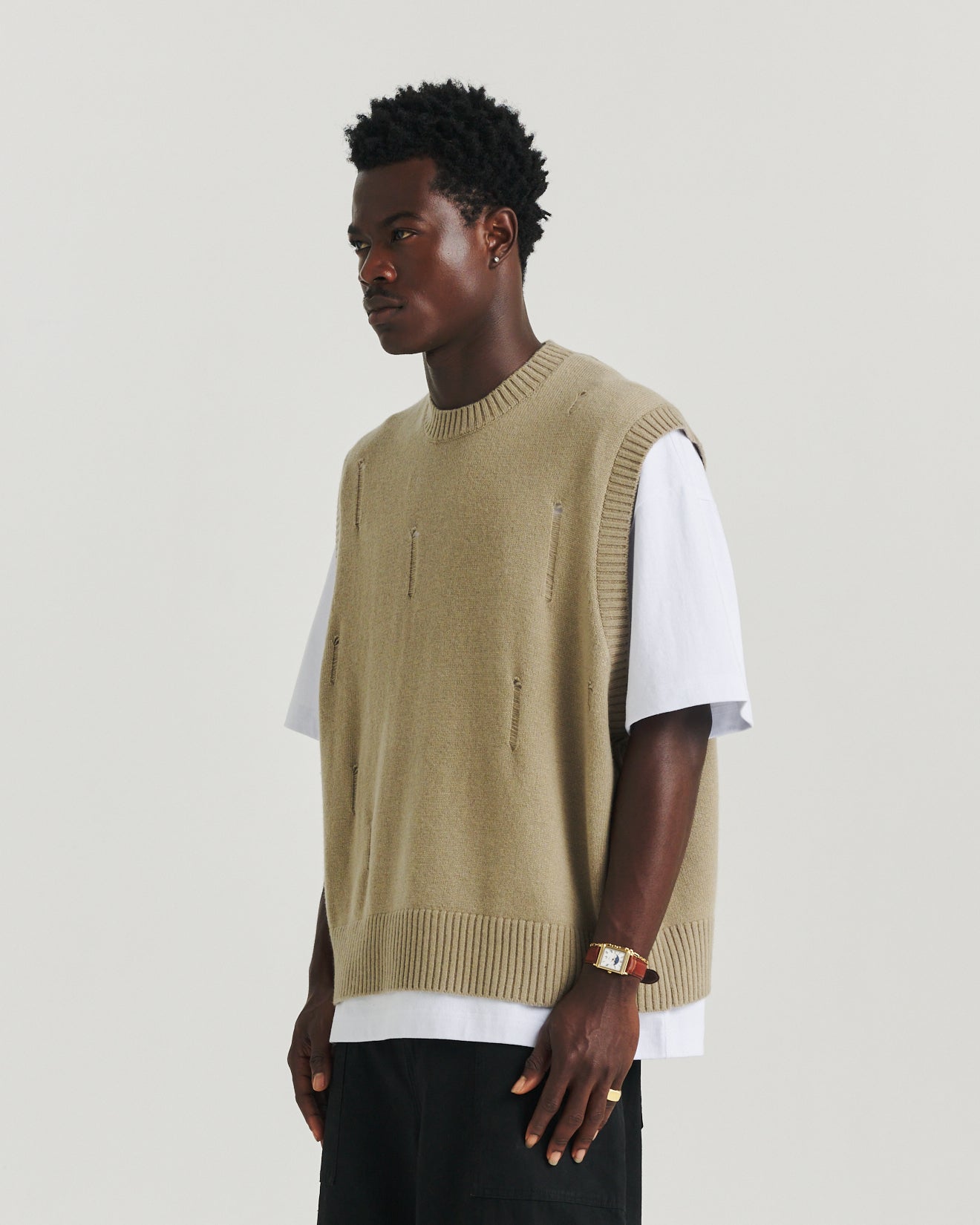 Distressed Knit Tank - Wheat