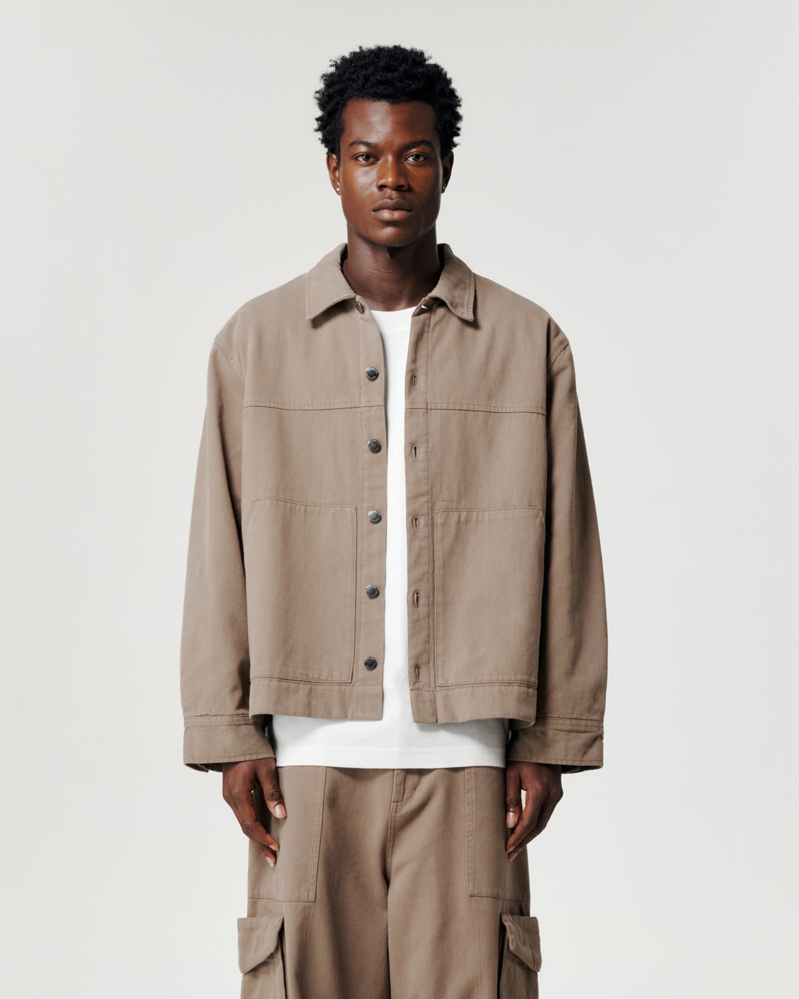 Cropped Work Jacket - Quicksand