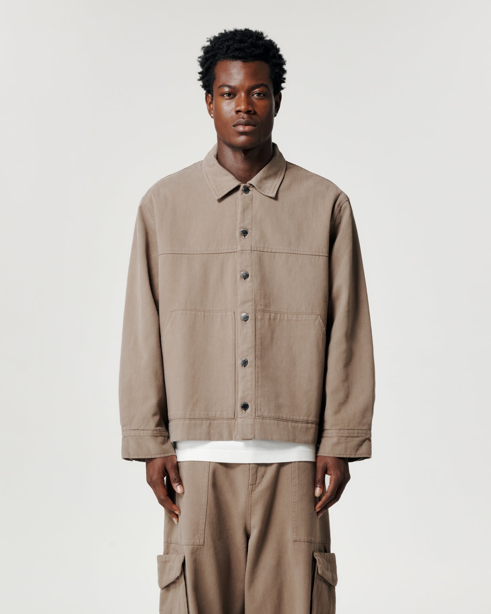 Cropped Work Jacket - Quicksand