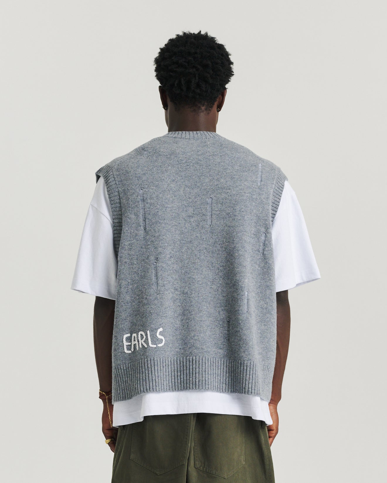 Distressed Knit Tank - Grey Marle