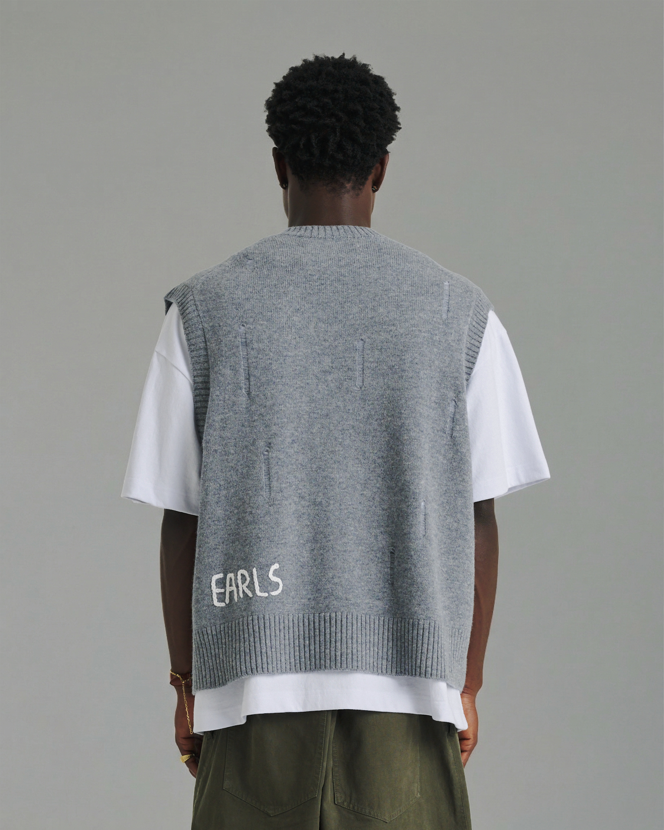 Distressed Knit Tank - Grey Marle