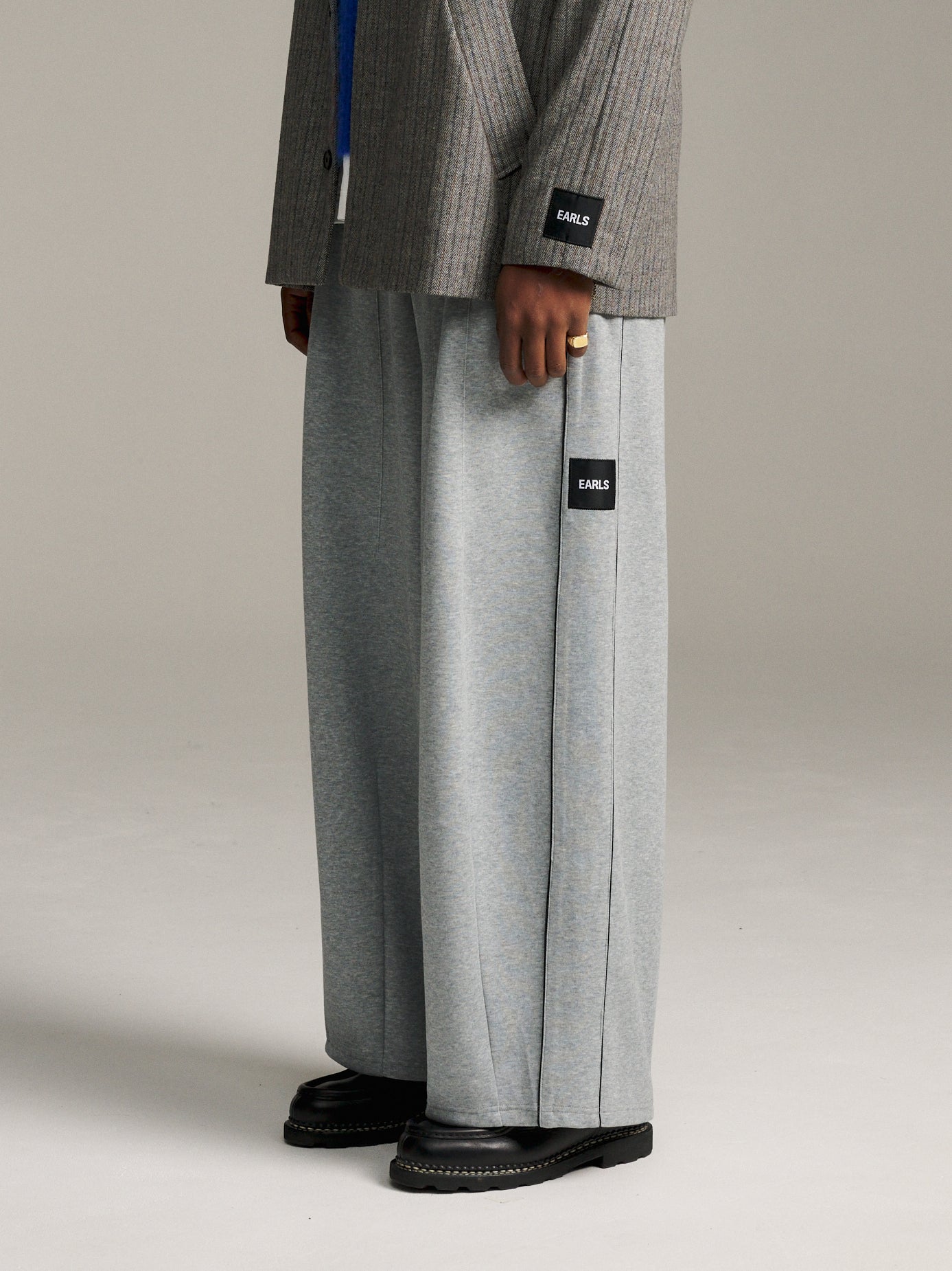Piped Relax Pant - Dark Grey Marle